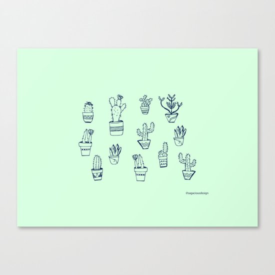 Cactus and Mint Canvas Print