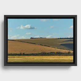 Seven Sisters country park tall white chalk cliffs, East Sussex, UK Framed Canvas
