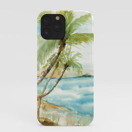 Margaritaville iPhone Case | Deborahthomsenwalker, Beach, Palm, Mixed Media, Watercolor, Landscape, Wave, Purely Zen, Tropical, Purelyzen 