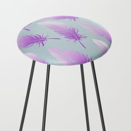 Delicate Feathers (violet on turquoise) Counter Stool