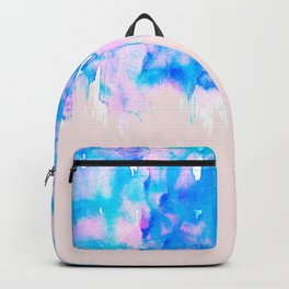 Girly Pastel Pink and Blue Watercolor Paint Drips Backpack