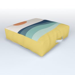 Abstract landscape with sea and sun Outdoor Floor Cushion