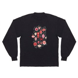 Mid-Century Ornaments in Red and Mint Long Sleeve T-shirt