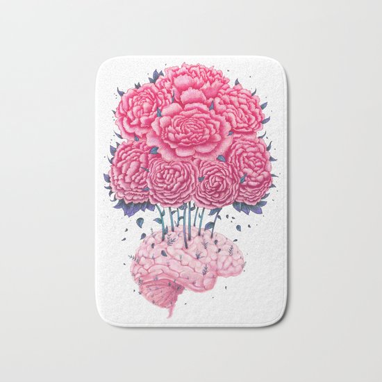 Creative Brains with peonies Bath Mat