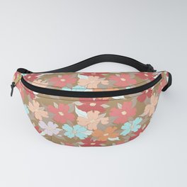 brown and powder blue floral dogwood symbolize rebirth and hope Fanny Pack