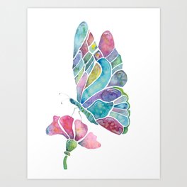 Watercolor Butterly Organic Painting Art Print