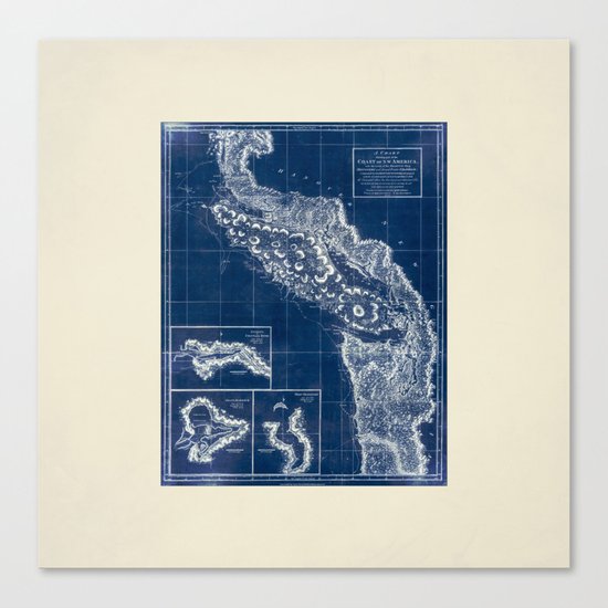 Vintage Blueprint of PNW Canvas Print