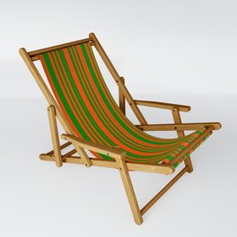 [ Thumbnail: Red & Green Colored Pattern of Stripes Sling Chair ]