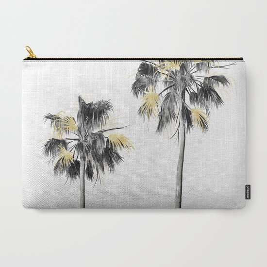 Palm Trees Black White And Gold 01 Carry All Pouch By Amini54