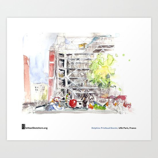 Delphine_Priollaud-Stoclet, "Beaubourg Fontaine" Art Print