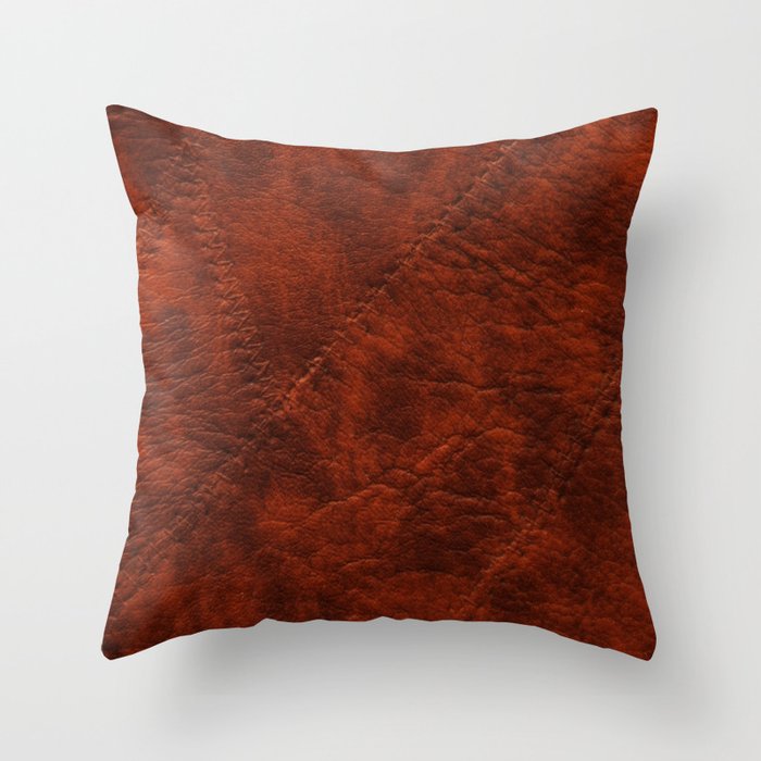 Brown Leather Design Throw Pillow