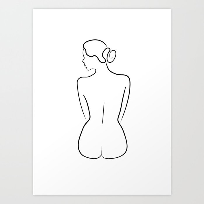 Female Back Line Drawing Art Print By Artyadz Society6