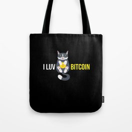 I Luv Bitcoin Cat Cryptocurrency Btc Cat Tote Bag