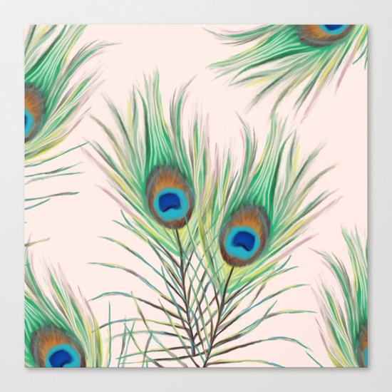 Unique Peacock Feathers Pattern Canvas Print