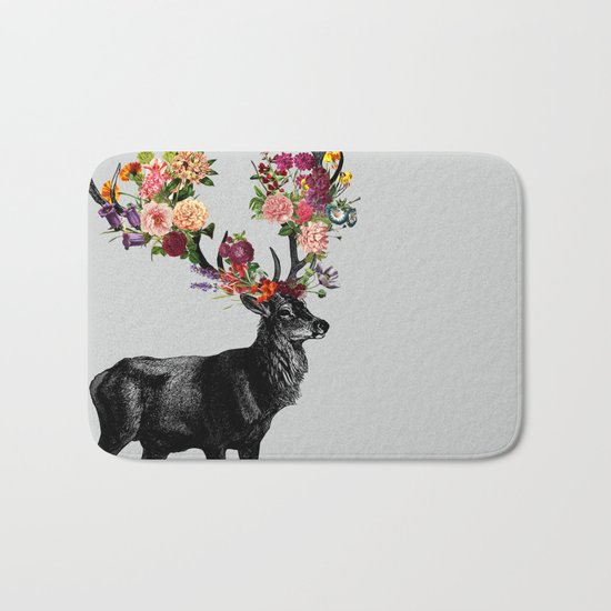Spring Itself Deer Floral Bath Mat