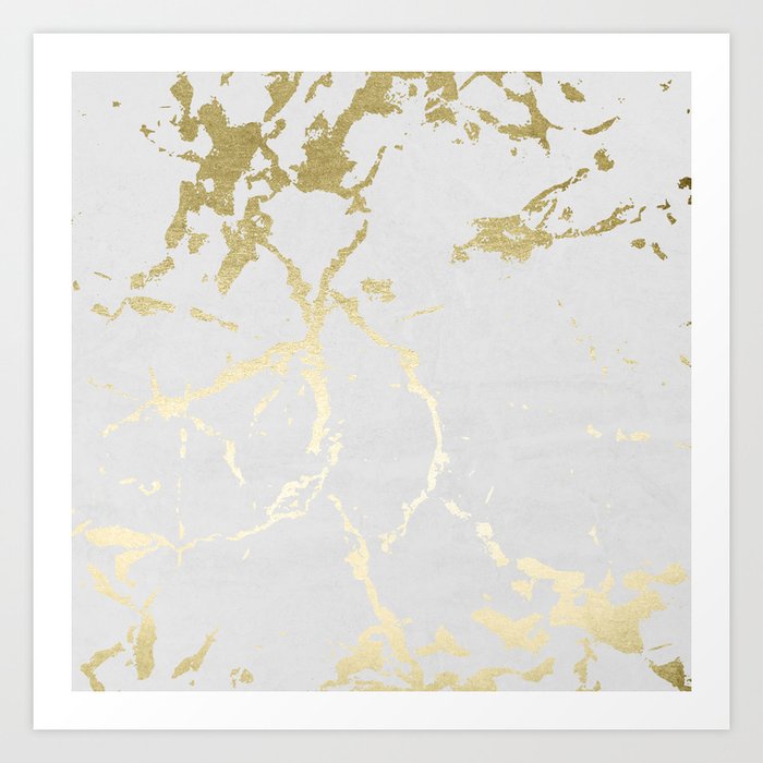 Kintsugi Ceramic Gold On Lunar Gray Art Print By
