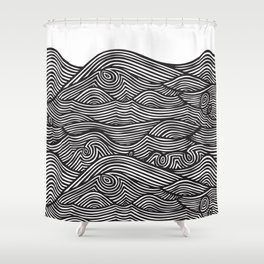 Black Waves Shower Curtain