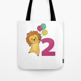 Lion Second Birthday Balloons For Kids Tote Bag