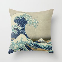The Classic Japanese Great Wave off Kanagawa Print by Hokusai Throw Pillow