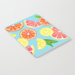 Summer Citrus and Leaves - Blue Notebook