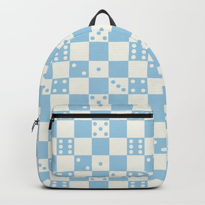 Checkered Dice Pattern (Creamy Milk & Baby Blue Color Palette) Backpack