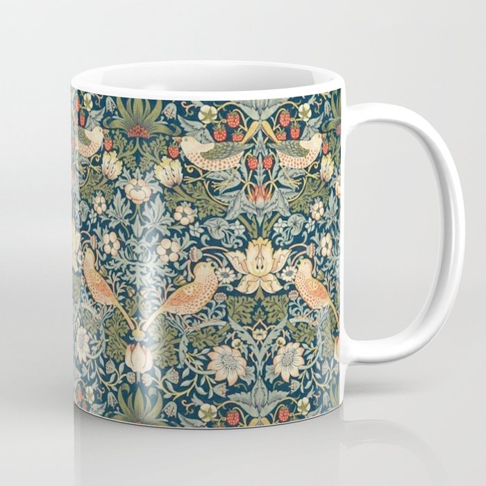 William Morris Vintage Strawberry Thief Green Indigo Thyme Coffee Mug