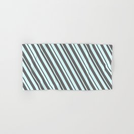 [ Thumbnail: Light Cyan and Dim Grey Colored Lines/Stripes Pattern Hand & Bath Towel ]