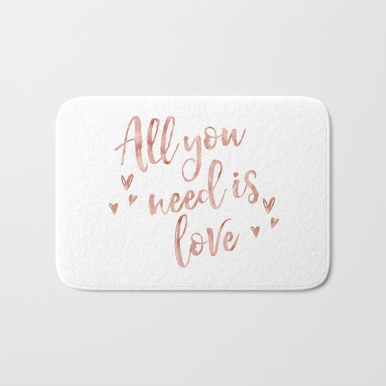 All you need is love - rose gold and hearts Bath Mat