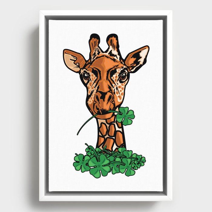 St. Patricks Day Giraffe Framed Canvas