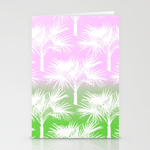 70’s Tie Dye Ombre Palm Trees Pink and Green Stationery Cards