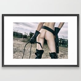 3043 Cowgirl Mistress Cate Six Shooter - Bullwhipped Boudoir Erotic Framed Art Print