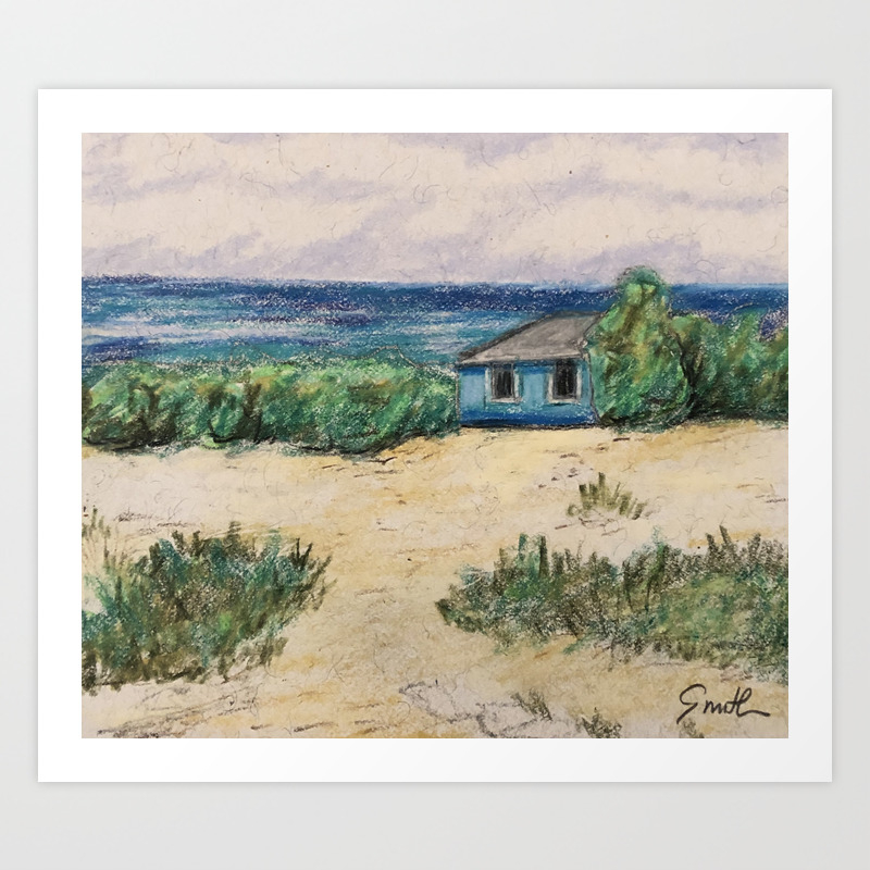 Wallpaper Blue Beach House Art Print By Nancysmith Society6 Free HD