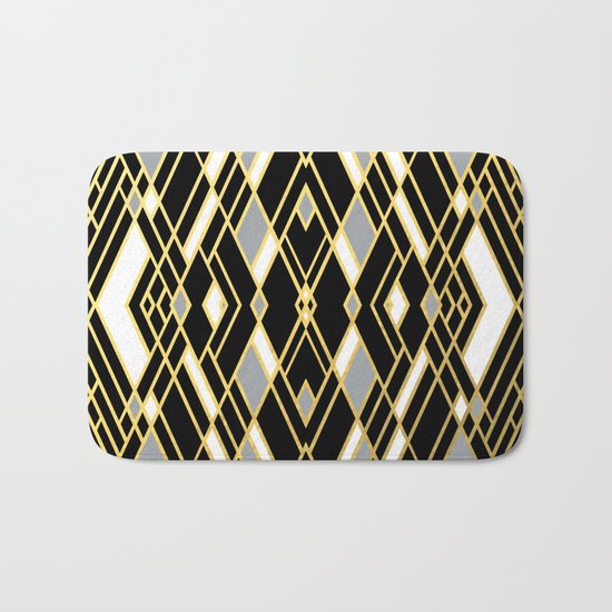 Art Deco Grey Gold Bath Mat