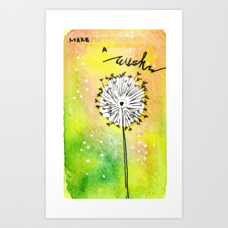 Watercolor Dandelion Make A Wish Art Print By Shashirahandmaker Society6