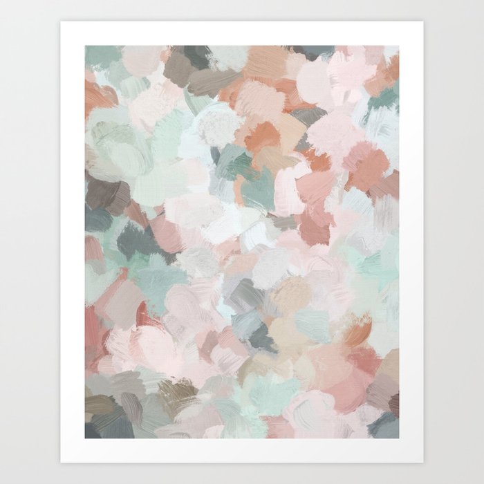 Blush Pink Mint Green Blue Coral Peach Abstract Flower Wall Art Springtime Painting Modern Wall Art Kunstdrucke Blush Pink Mint Green Blue Coral Peach Abstract Flower Wall Art Springtime Painting Modern Wall Art Kunstdrucke