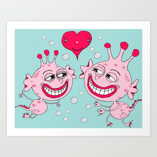 Sea Monkeys in Love Art Print