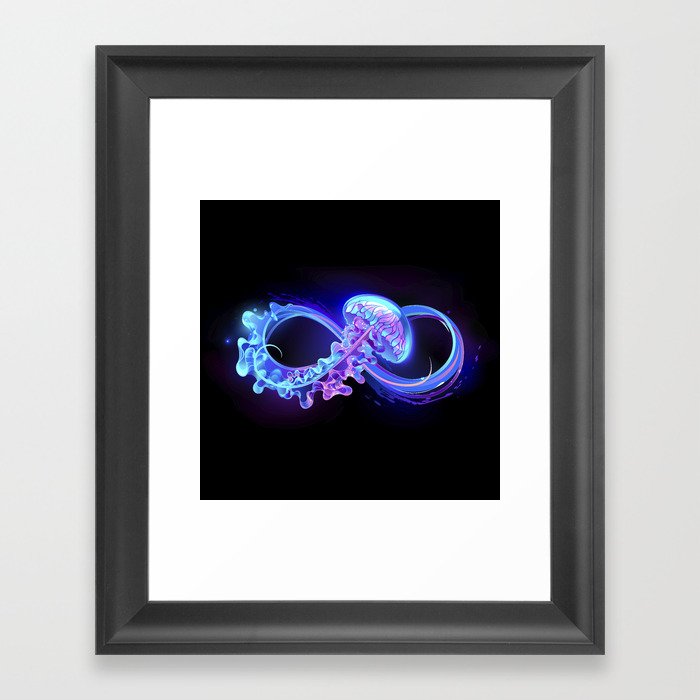 Infinity with Glowing Jellyfish Framed Art Print