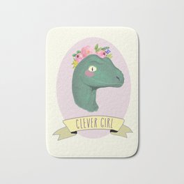 Clever Girl Dinosaur / Jurassic Park / Gift for Her / Boho Baby Animal Nursery Decor / Feminist Bath Mat