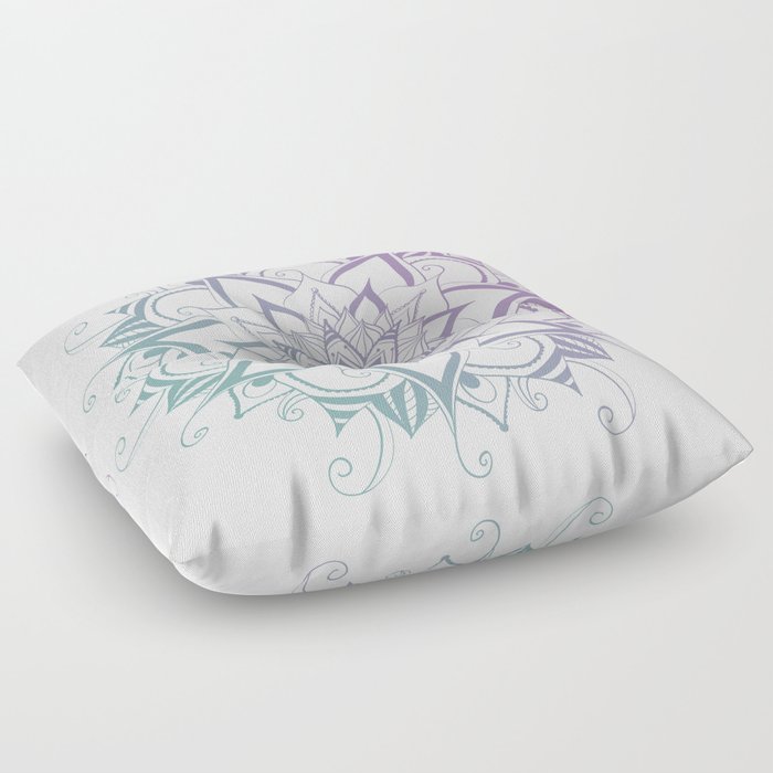 Mandala purple blue By Sonia H. Floor Pillow