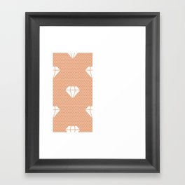 White Diamond Lace Vertical Split on Peach Orange Framed Art Print
