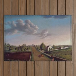 Ezekiel Hersey Derby Farm New England Colonial landscape painting by Michele Felice Cornè  Outdoor Rug