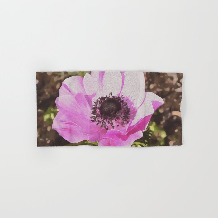 Artistic Pastel Pink Anemone Wildflower Hand & Bath Towel