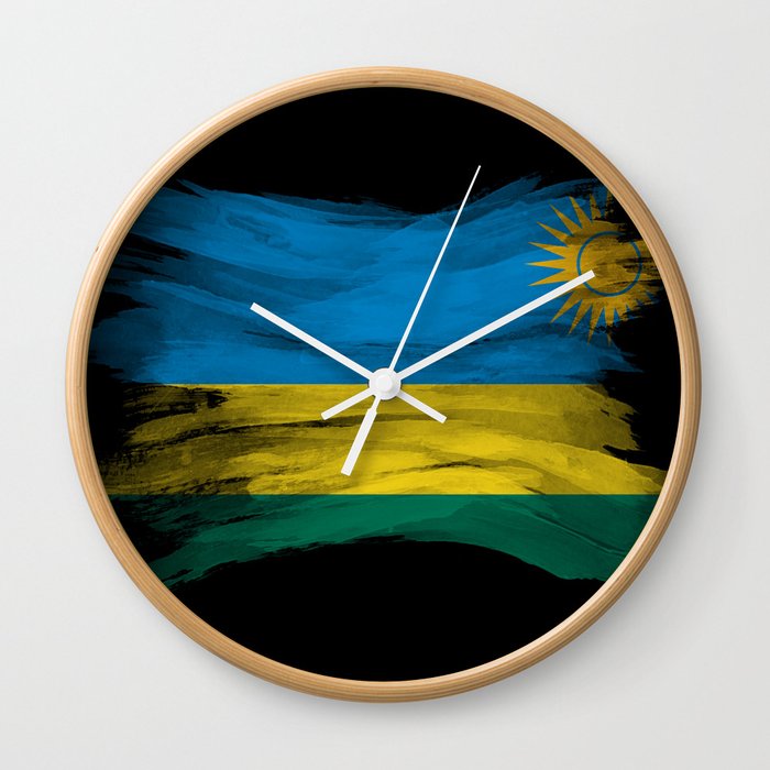 Rwanda flag brush stroke, national flag Wall Clock