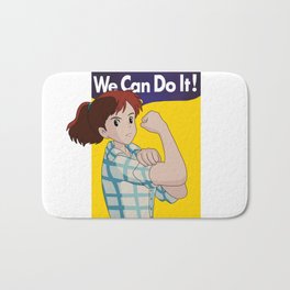 We Can Do It! (PORCO ROSSO) Bath Mat | Howlsmovingcastle, Calcifer, Feminist, Digforvictory, Ponyo, Ww2, Rosietheriveter, Fio, Graphicdesign, Kiki 