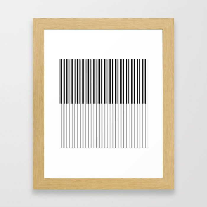 The Piano Black and White Keyboard Stripes with Vertical Stripes Framed Art Print