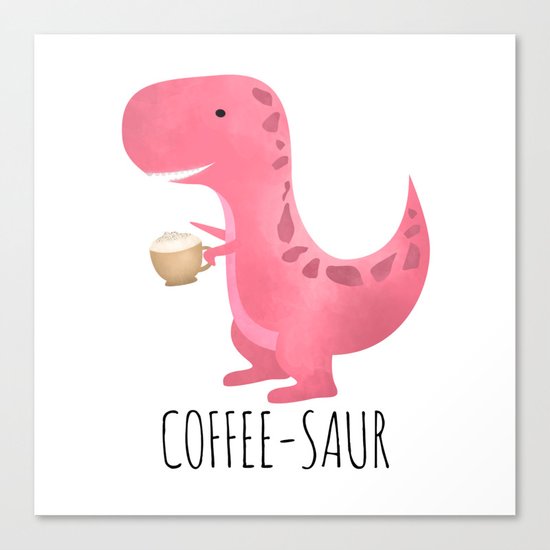 Coffee-saur | Pink Canvas Print