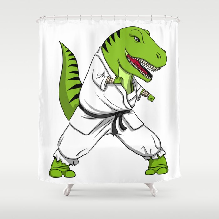 Karate T-Rex Dinosaur Ninja Martial Arts Shower Curtain