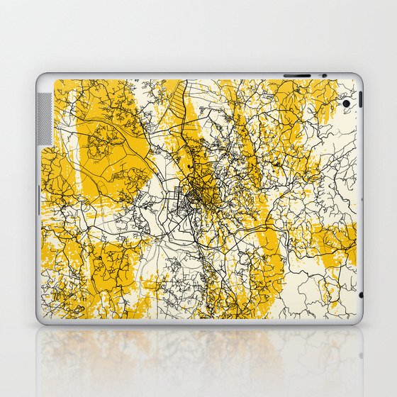 Madagascar, Antananarivo - City Map - Yellow Laptop & iPad Skin