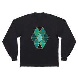 Modern contemporary shades of green triangles gold foil Long Sleeve T Shirt