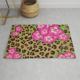 Floral leopard print Area & Throw Rug